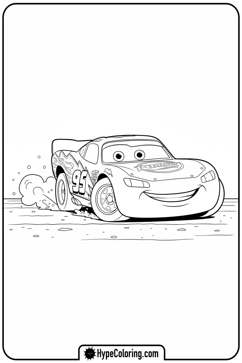 lightning-mcqueen-doing-skid - lightning mcqueen coloring pages