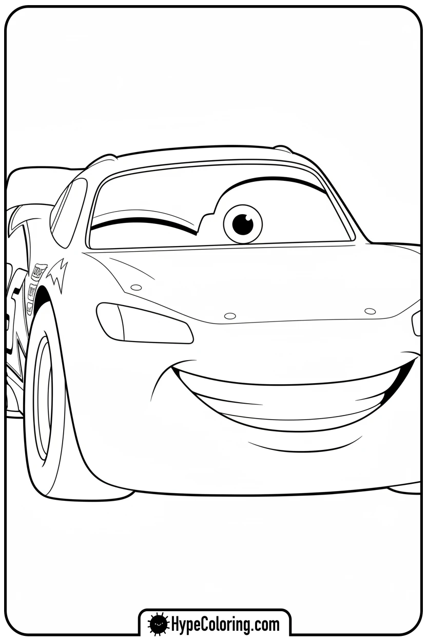 lightning-mcqueen-winking-face - lightning mcqueen coloring pages