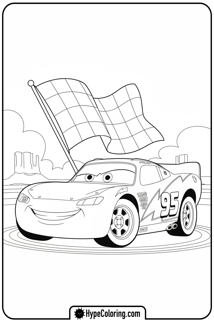 lightning-mcqueen-winking - cars lightning mcqueen coloring pages