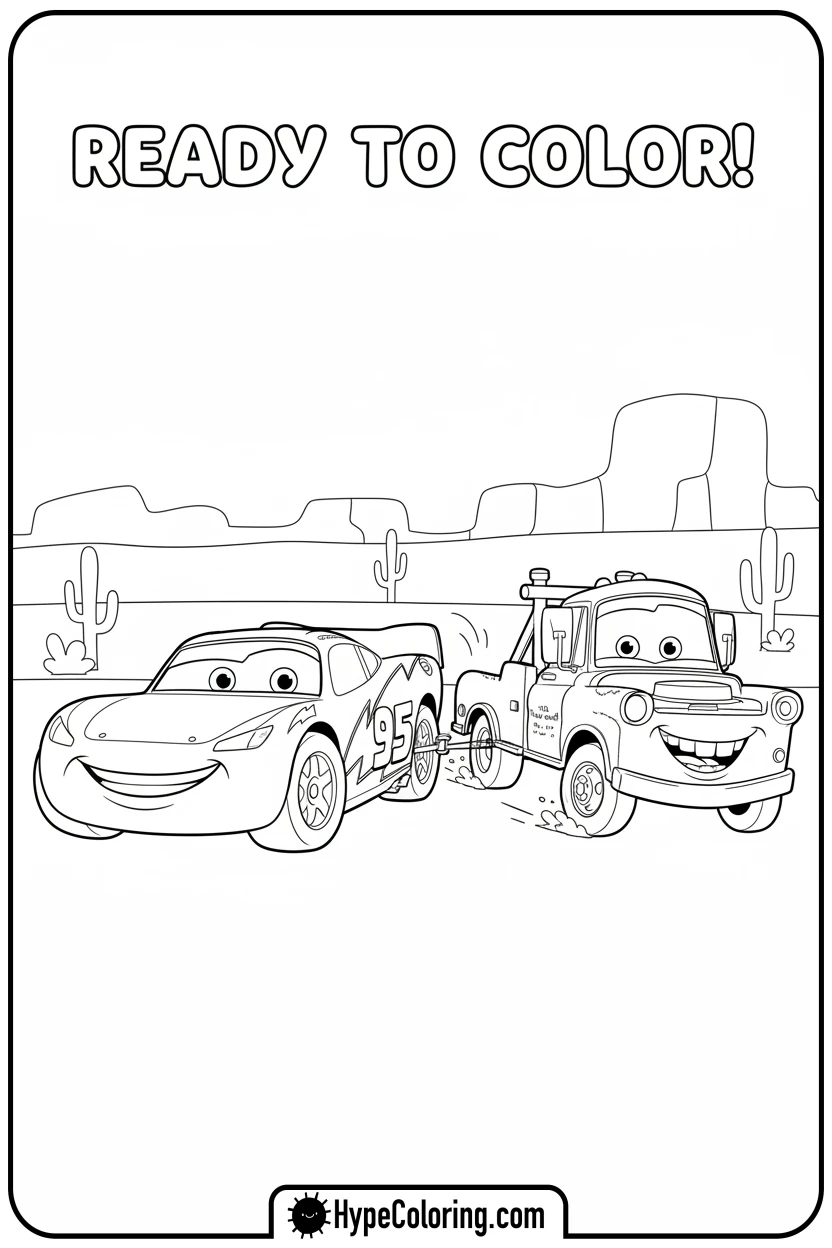 lightning-mcqueen-towing-mater - cars lightning mcqueen coloring pages