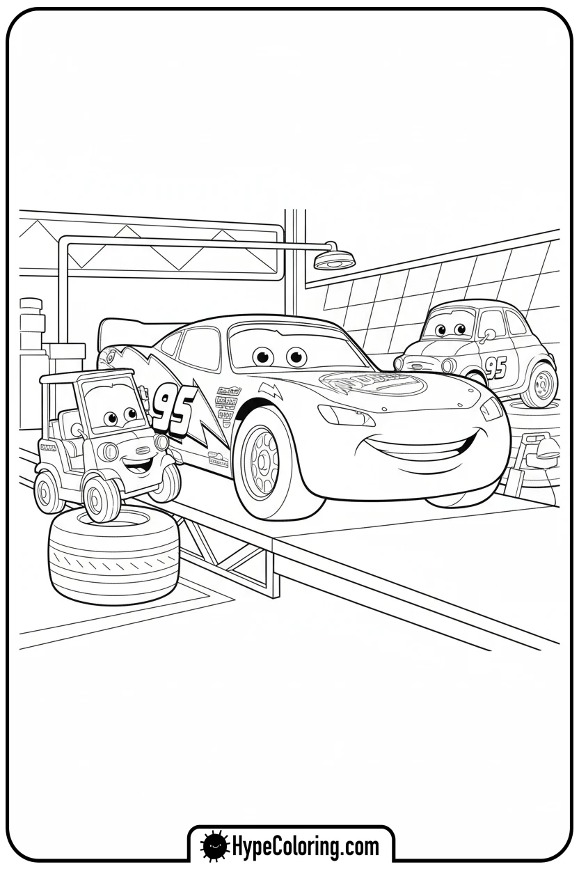 lightning-mcqueen-pit-stop - cars lightning mcqueen coloring pages