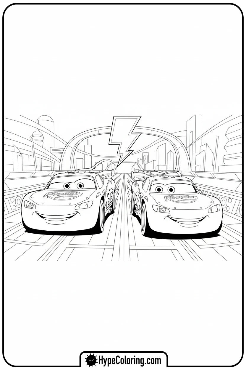 lightning-mcqueen-and-cruz-racing - cars lightning mcqueen coloring pages