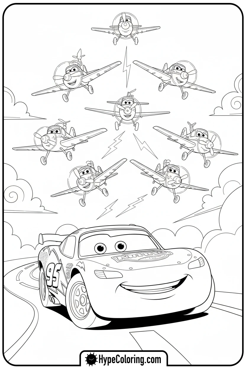 lightning-mcqueen-looking-up - cars lightning mcqueen coloring pages