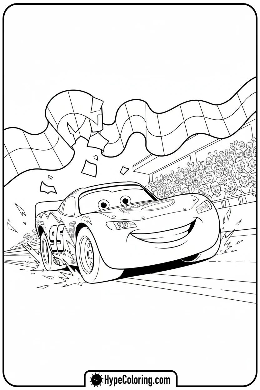 lightning-mcqueen-crossing-finish-line - cars lightning mcqueen coloring pages