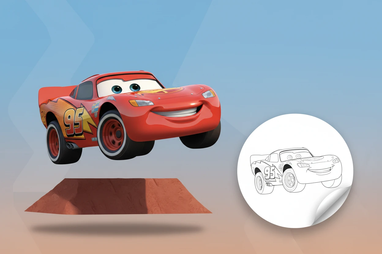 lightning-mcqueen-mid-air-jumping-over - mcqueen coloring pages