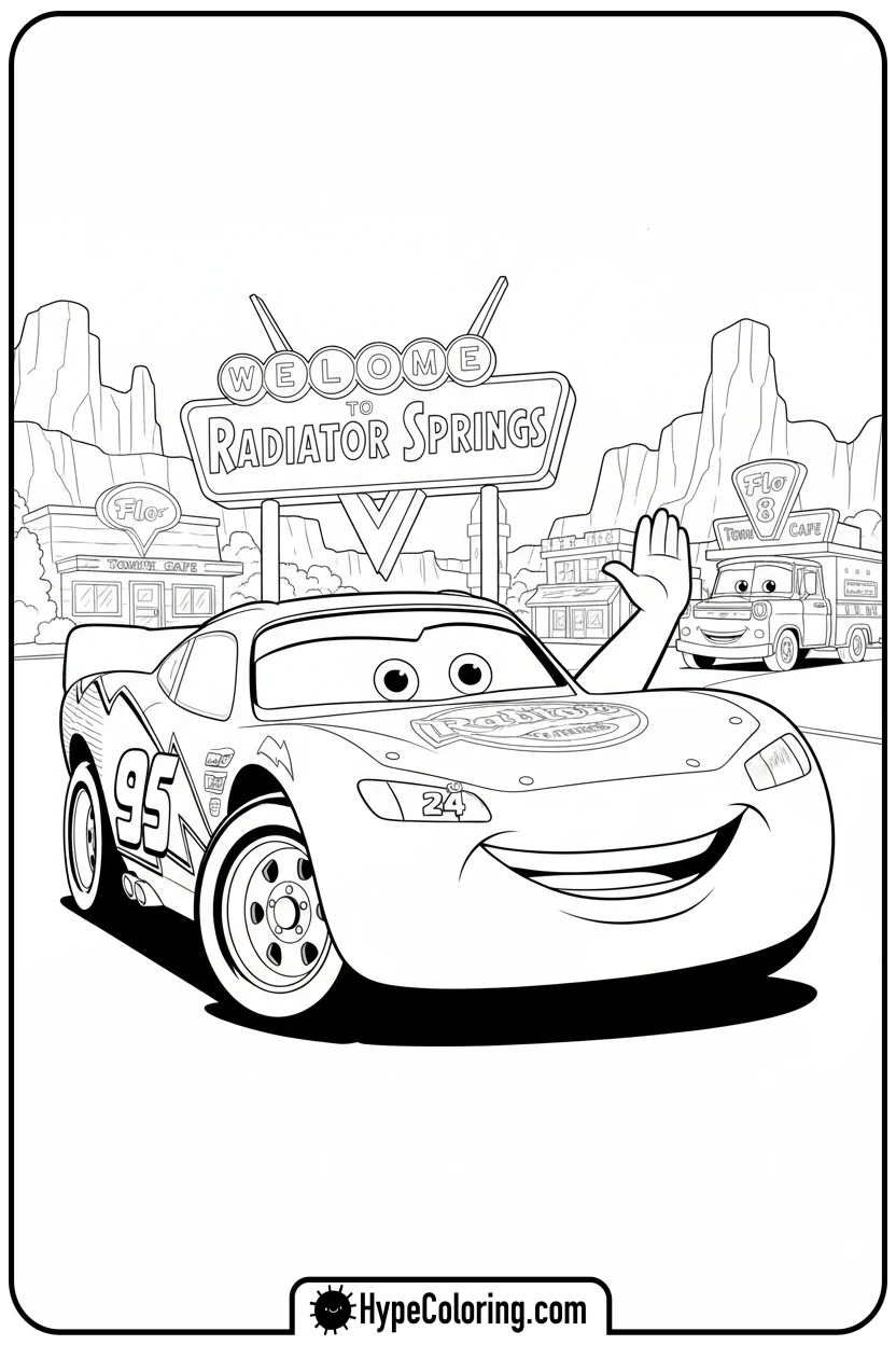 mcqueen-waving-hello - mcqueen coloring pages