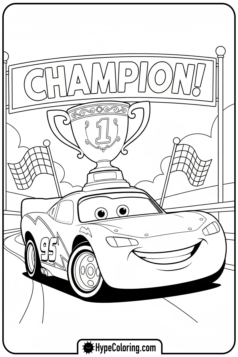 mcqueen-with-trophy - mcqueen coloring pages