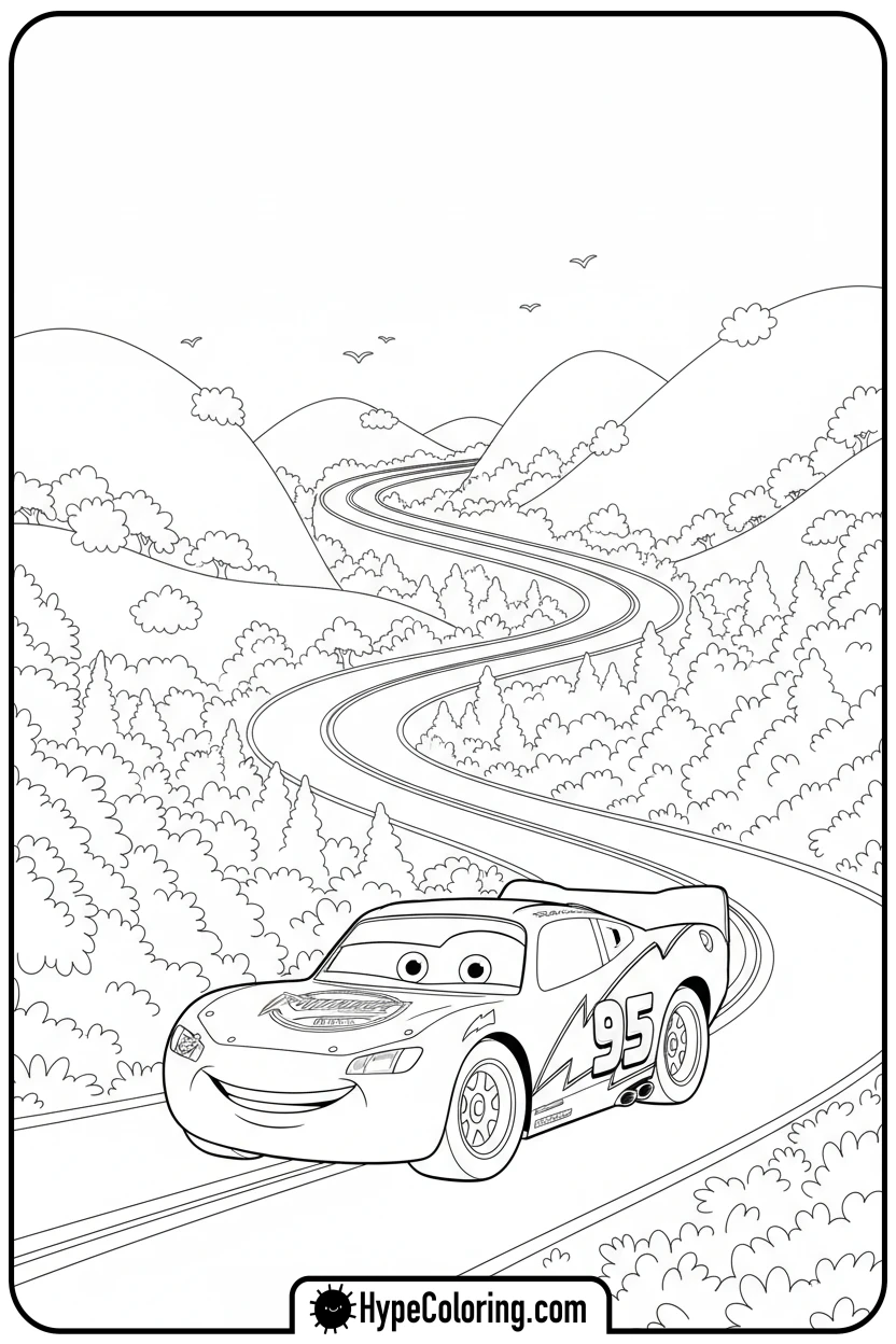 mcqueen-in-mountains - mcqueen coloring pages
