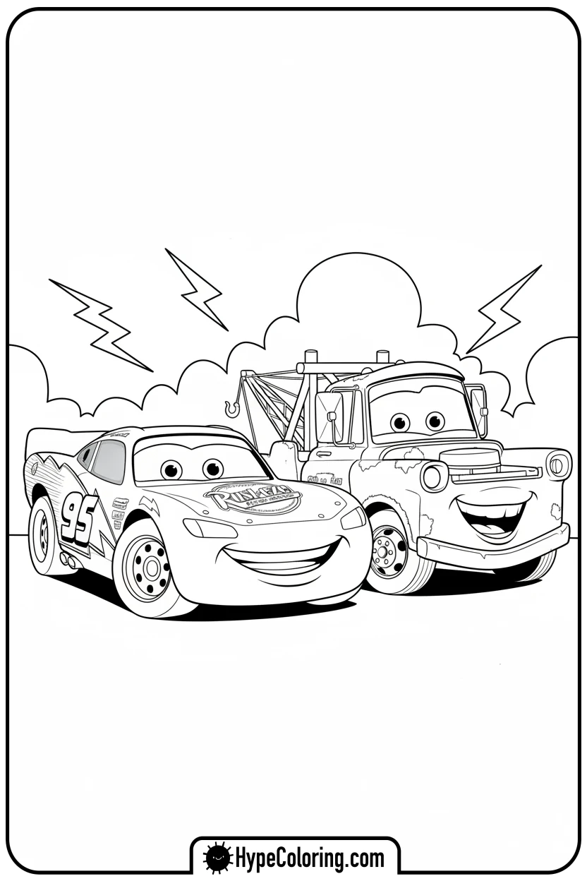 mcqueen-and-mater-smiling - mcqueen coloring pages