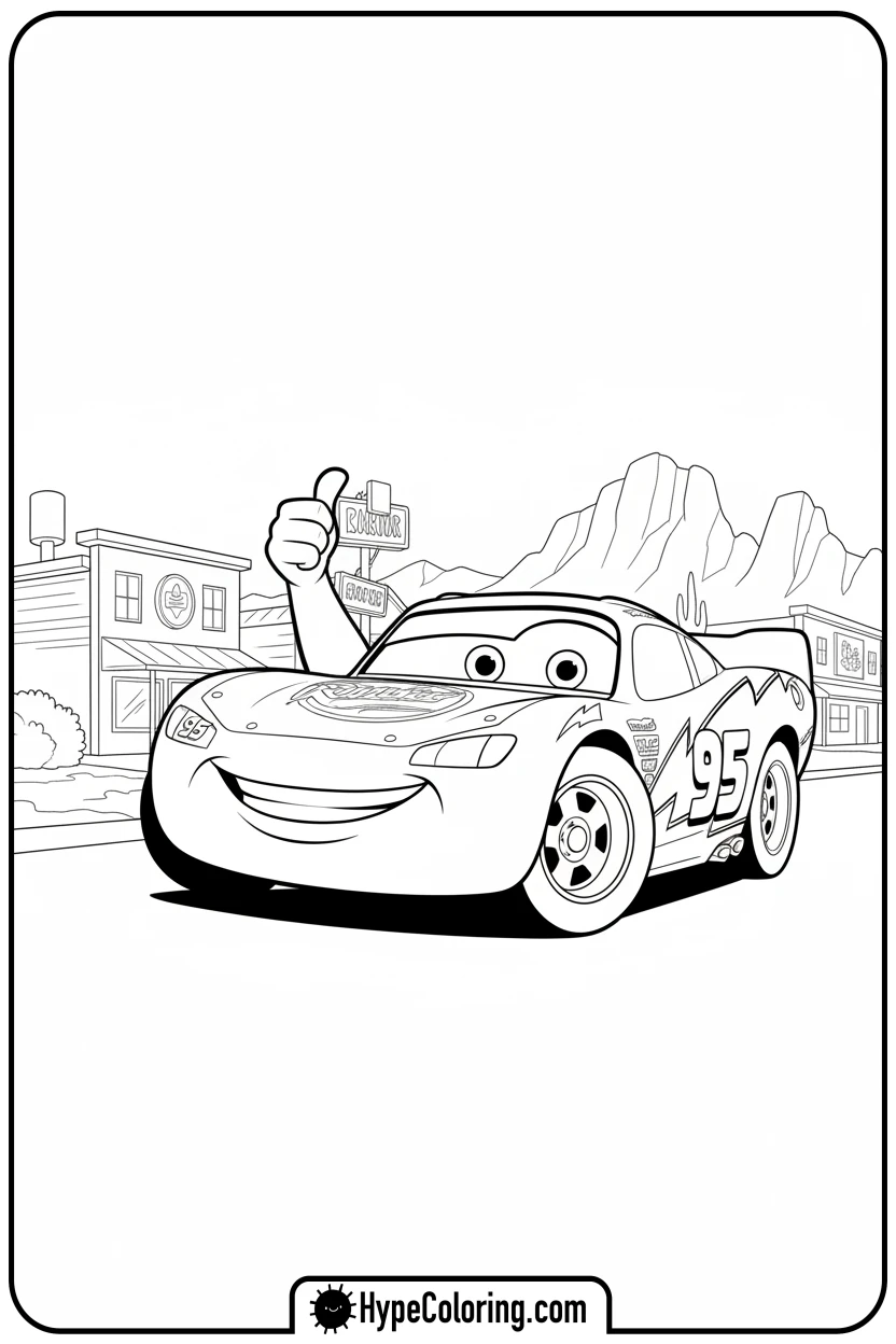 mcqueen-giving-tire-up - mcqueen coloring pages