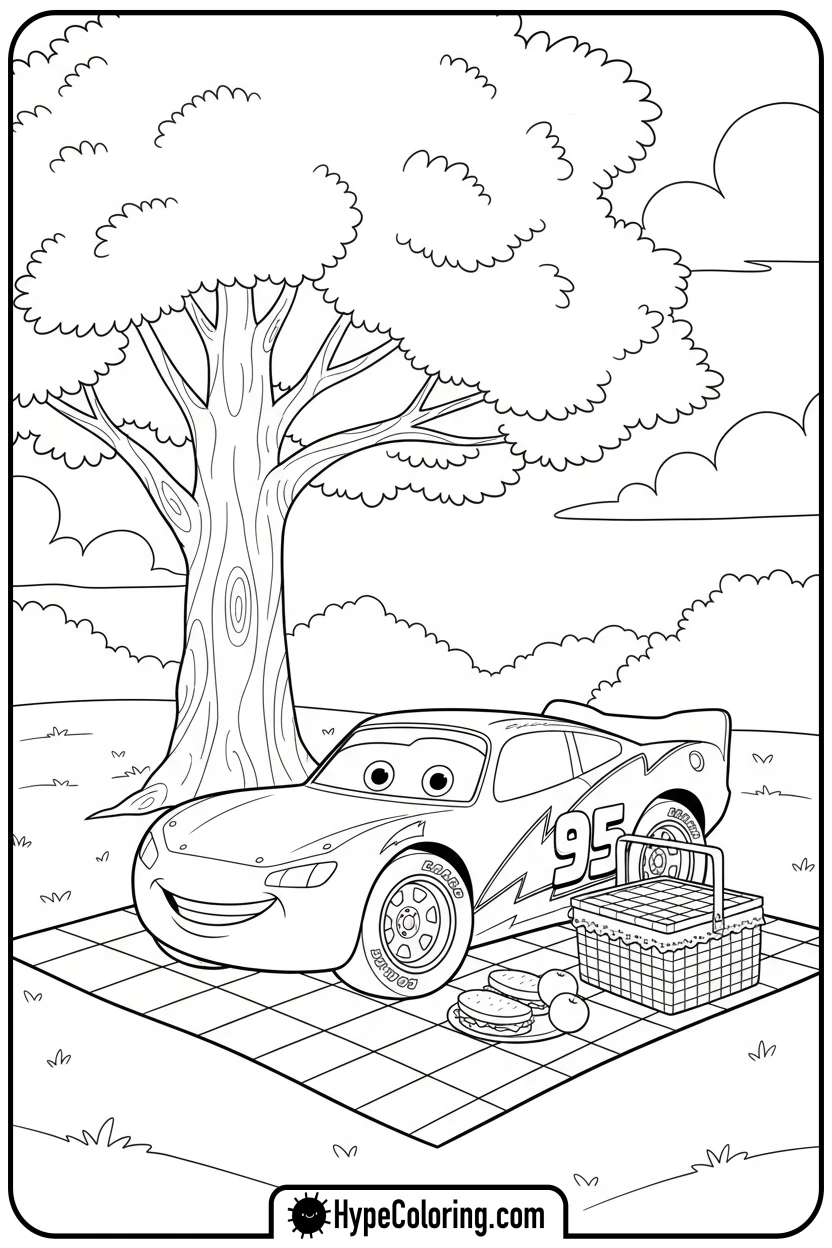 mcqueen-on-picnic - mcqueen coloring pages
