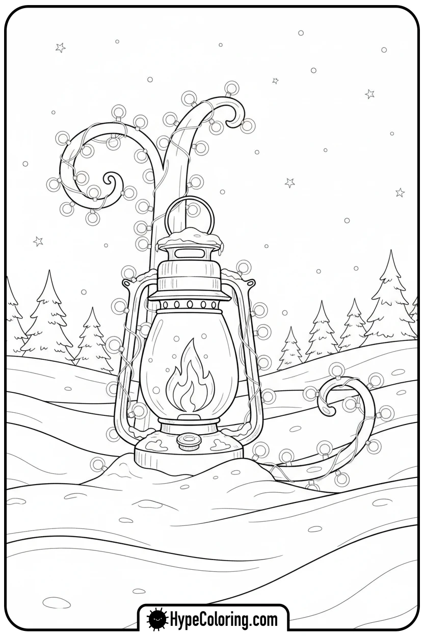 winter-lantern-with-lights-forming-l - Christmas alphabet coloring pages