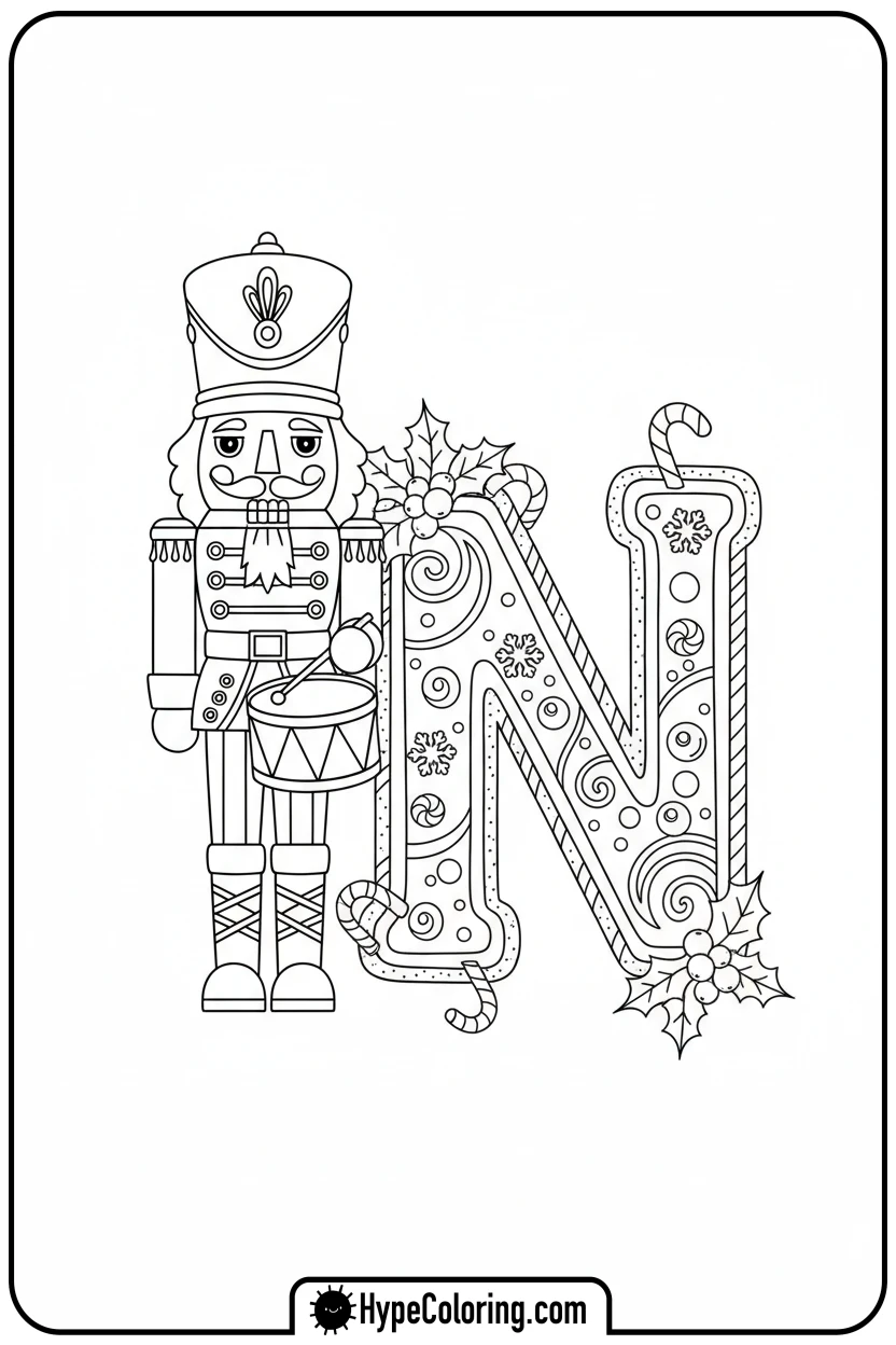 nutcracker-soldier-by-gingerbread-n - Christmas alphabet coloring pages