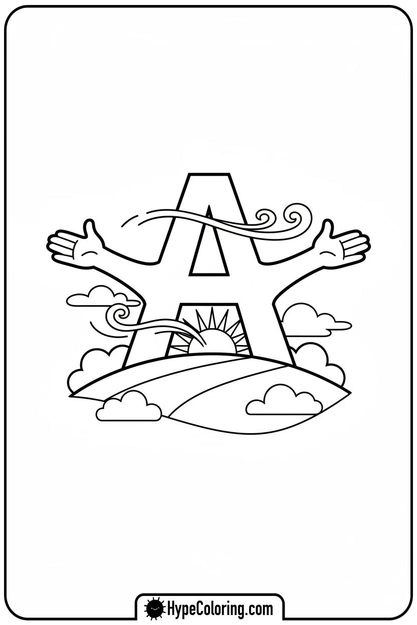 letter-a-on-a-hill - alphabet letters printable