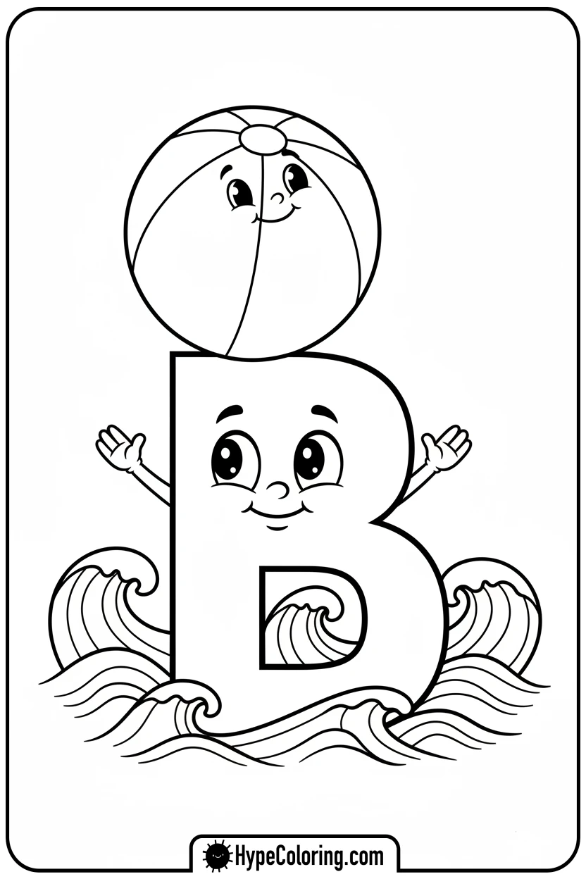 letter-b-balancing-ball - alphabet letters printable