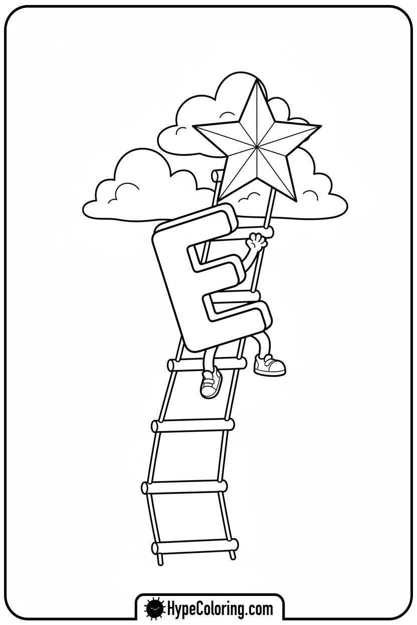 letter-e-climbing-ladder - alphabet letters printable