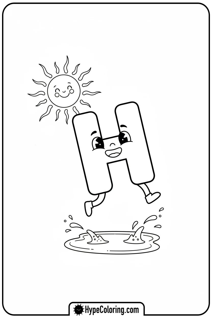 letter-h-hopping-puddle - alphabet letters printable