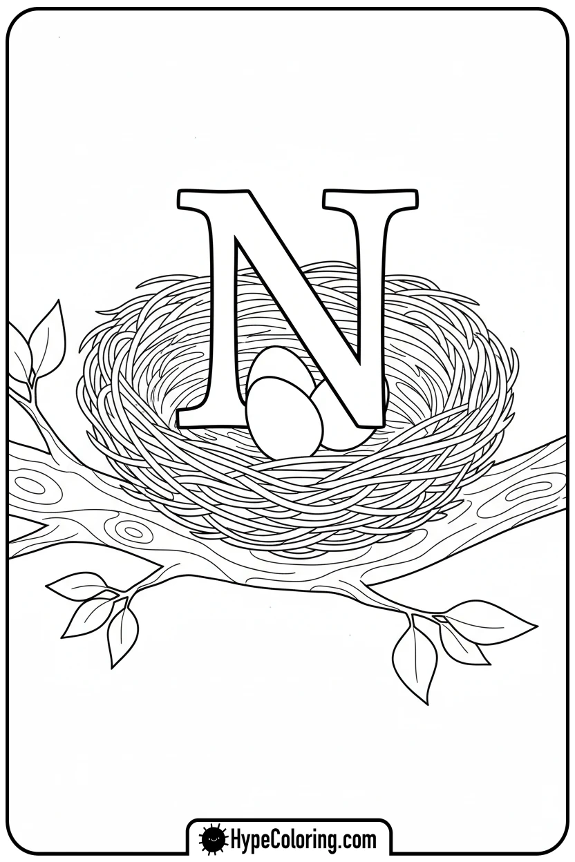 letter-n-in-bird-s-nest - alphabet letters printable