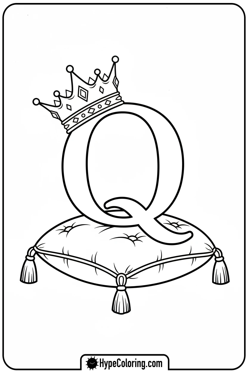 letter-q-with-crown - alphabet letters printable