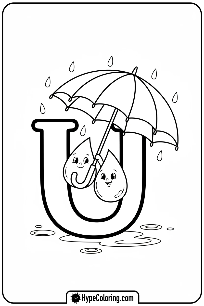letter-u-with-umbrella - alphabet letters printable