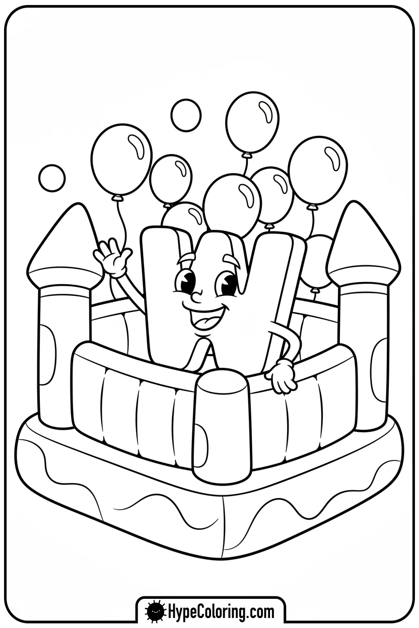 letter-w-in-bouncy-castle - alphabet letters printable