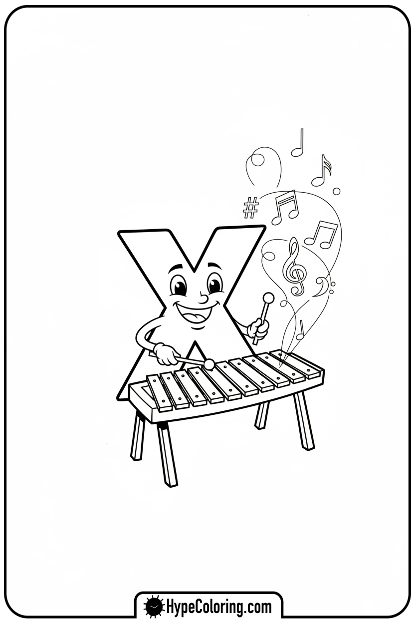 letter-x-playing-xylophone - alphabet letters printable