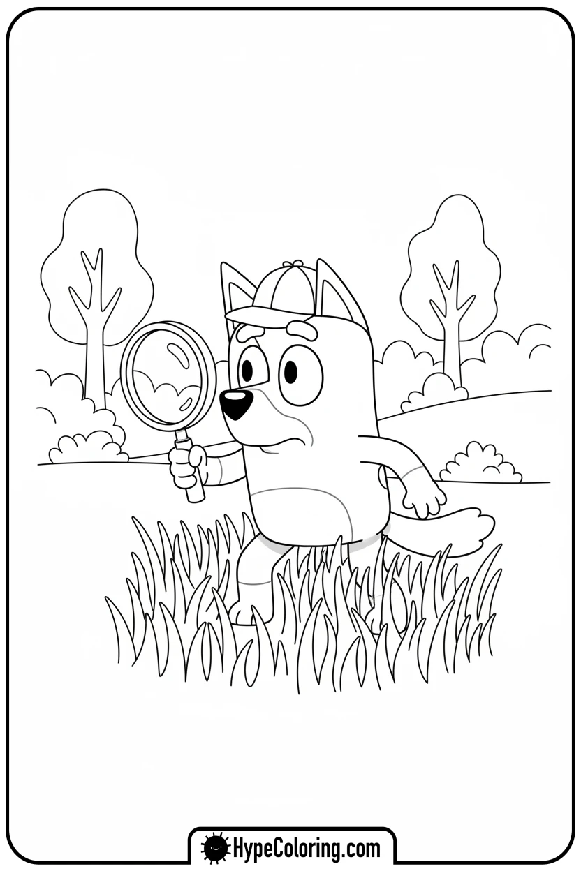 bluey-playing-detective - bluey coloring page