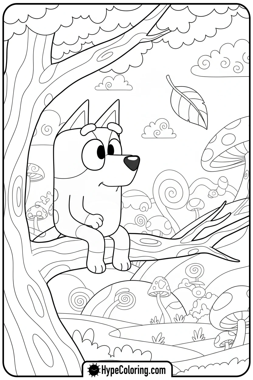 bluey-sitting-in-a-tree - bluey coloring page