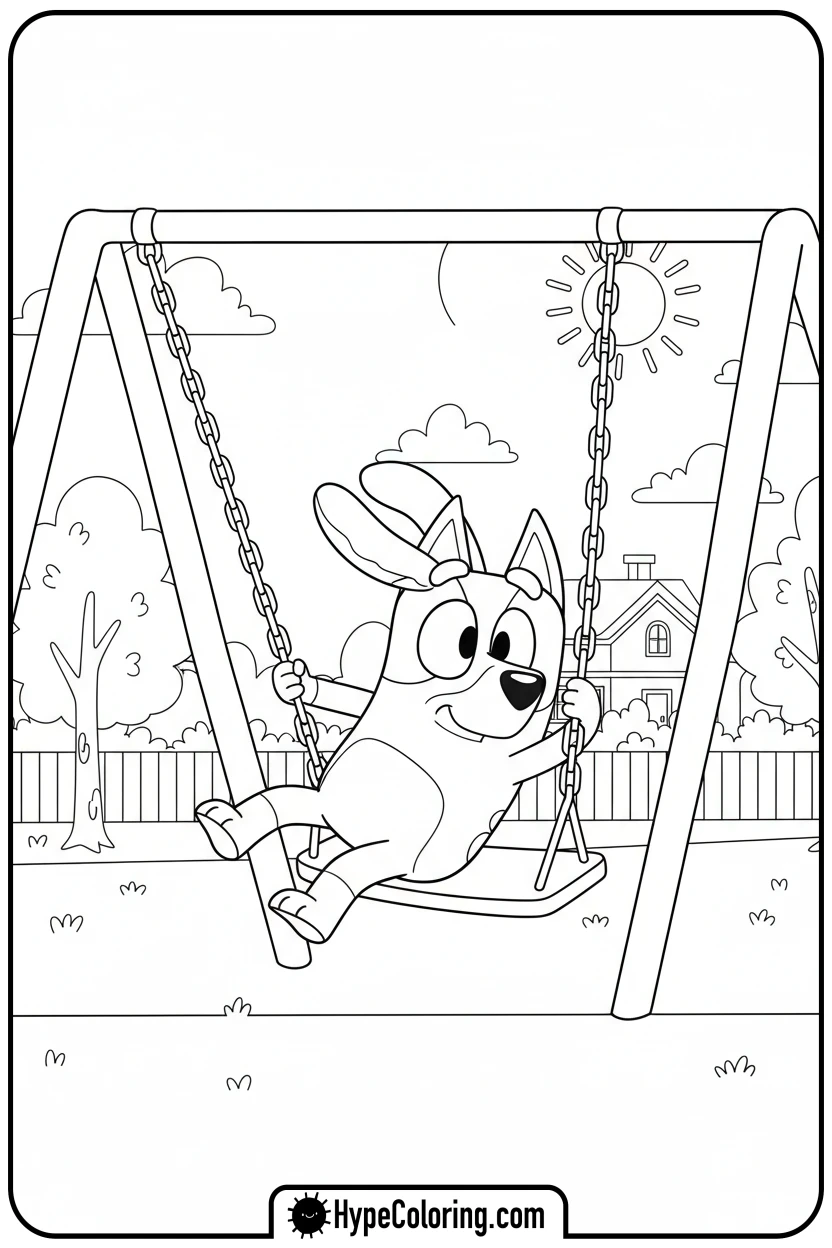 bluey-on-a-swing - bluey coloring page