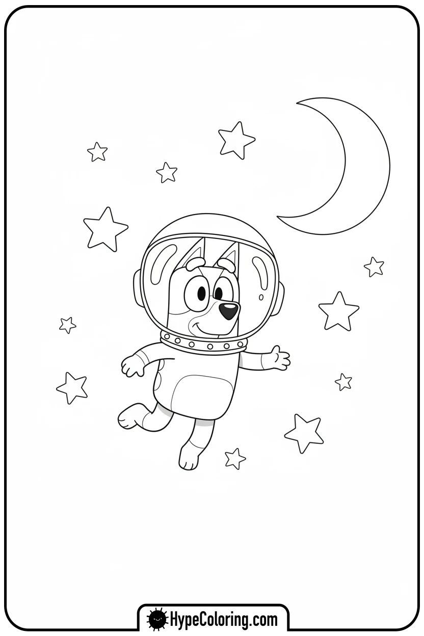 bluey-as-an-astronaut - bluey coloring page