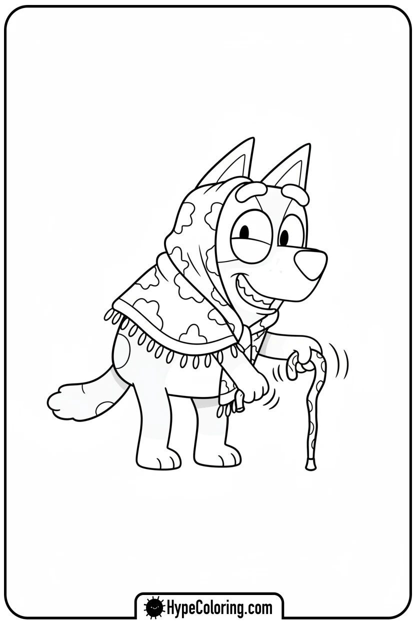 bluey-playing-grannies - bluey coloring page