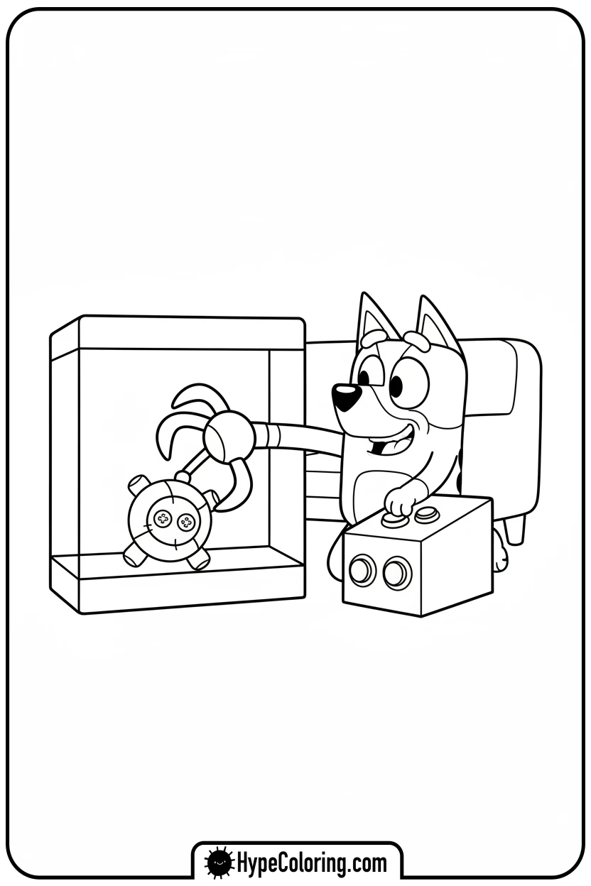 bluey-playing-magic-claw - bluey coloring page