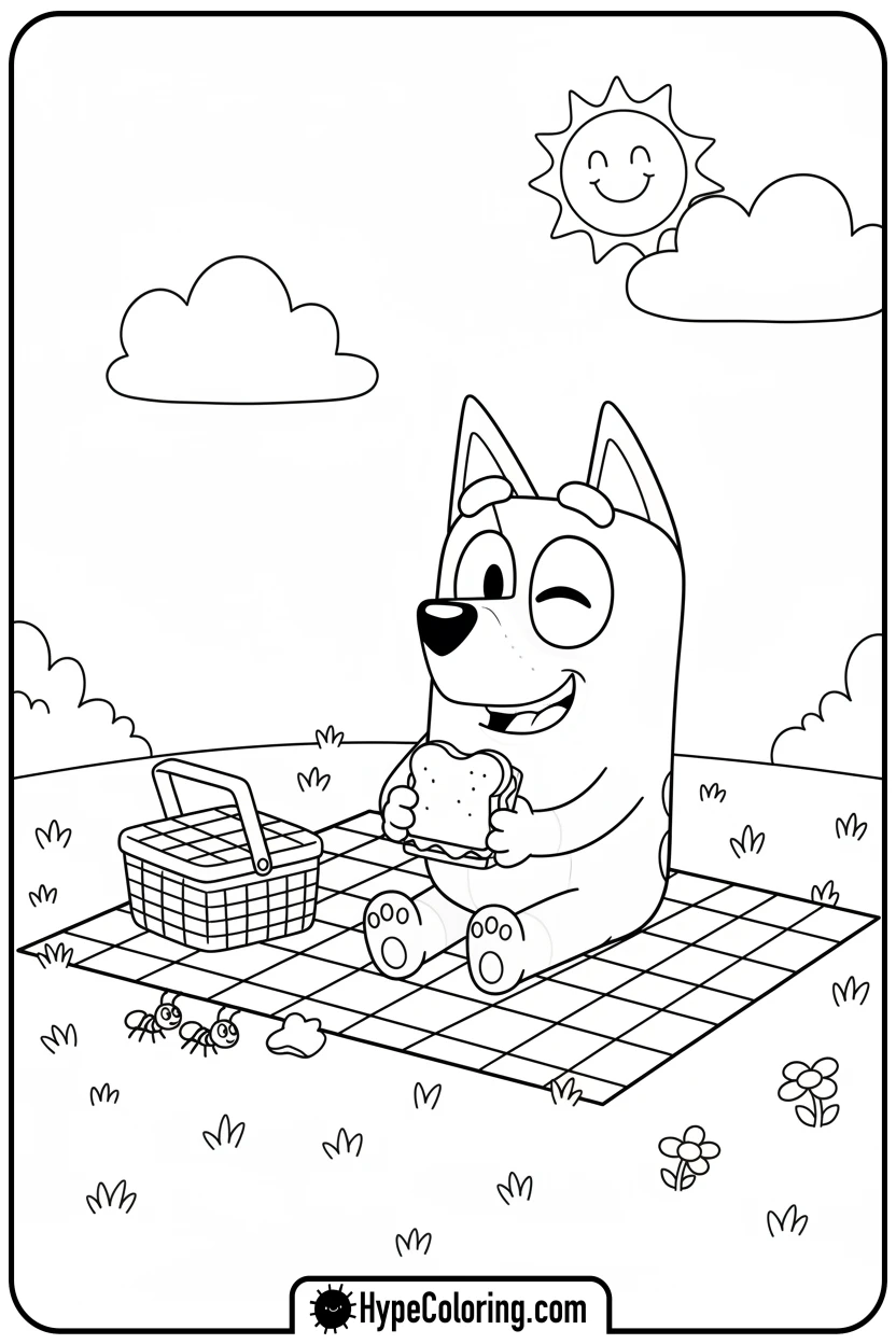 bluey-on-a-picnic - bluey coloring page