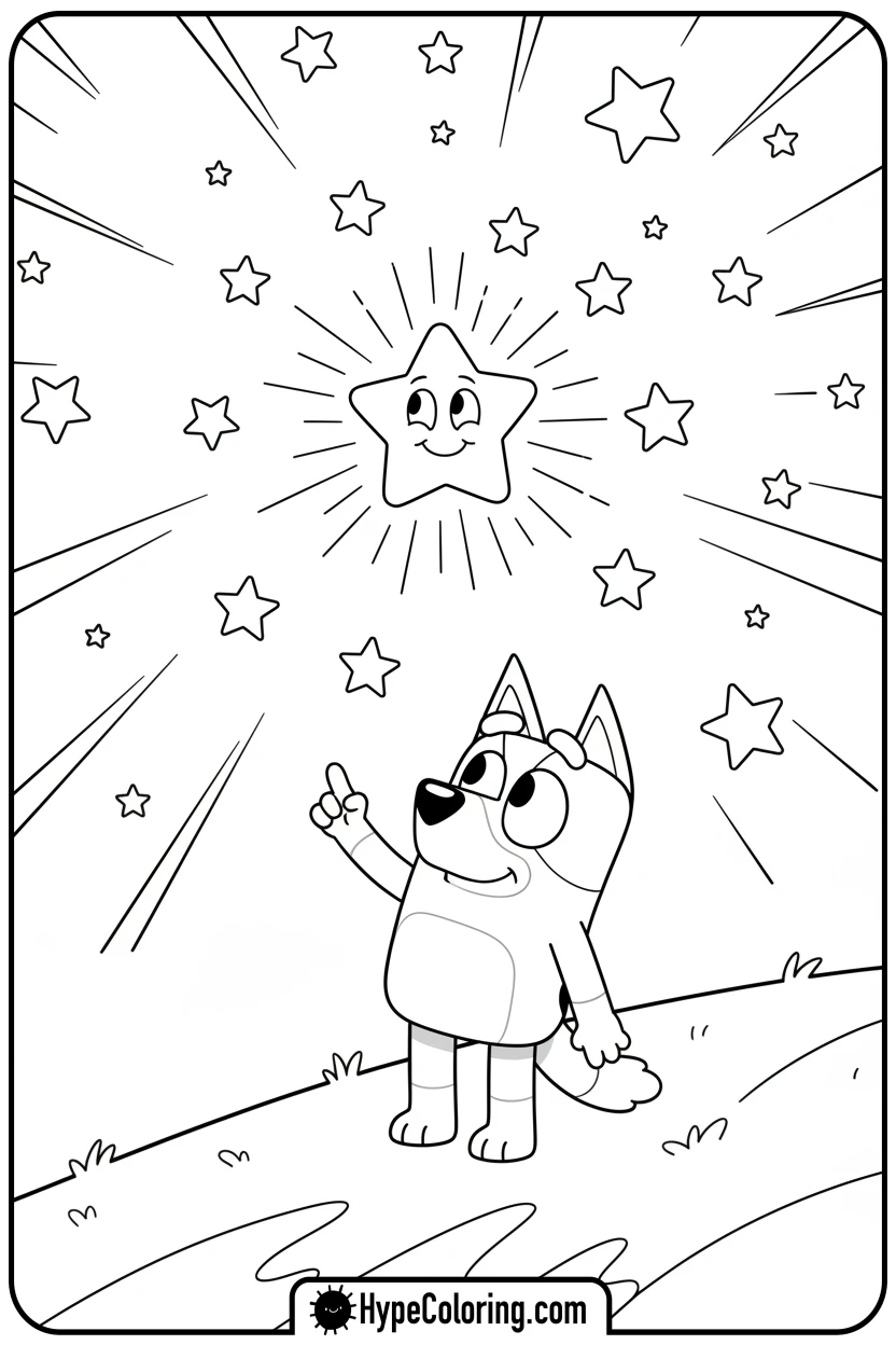 bluey-stargazing - bluey coloring page