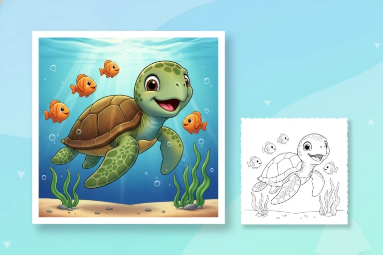 a-cheerful-turtle-gracefully-swimming - turtle coloring pages​