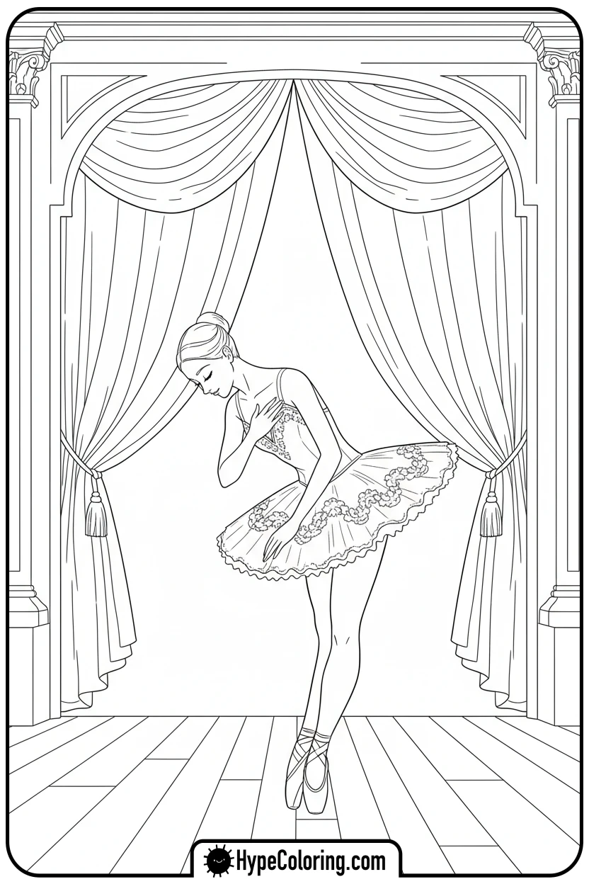 ballerina-taking-a-bow - ballerina coloring pages​