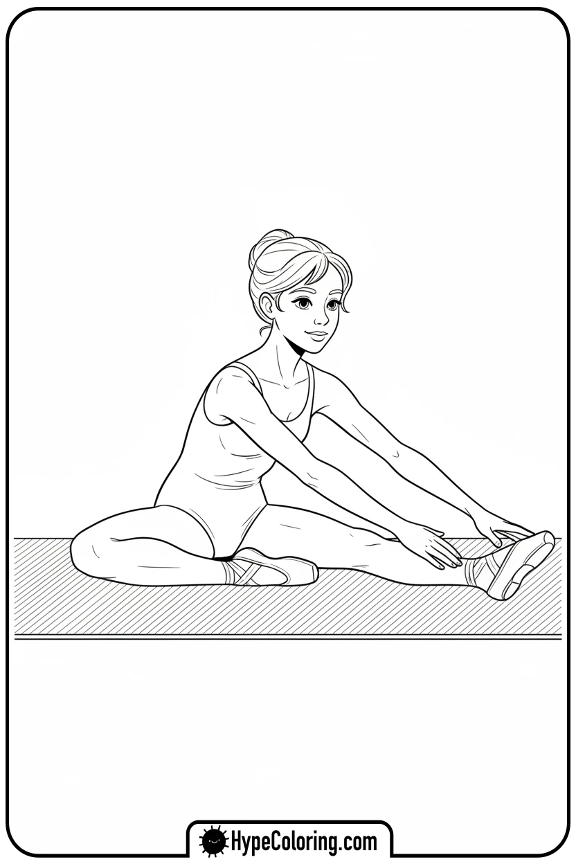 ballerina-stretching-on-floor - ballerina coloring pages​
