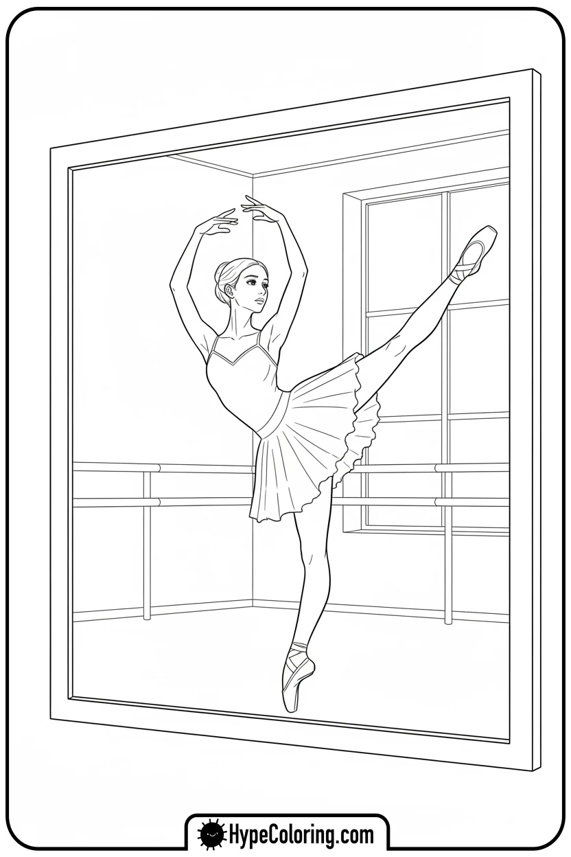 ballerina-looking-in-mirror - ballerina coloring pages​
