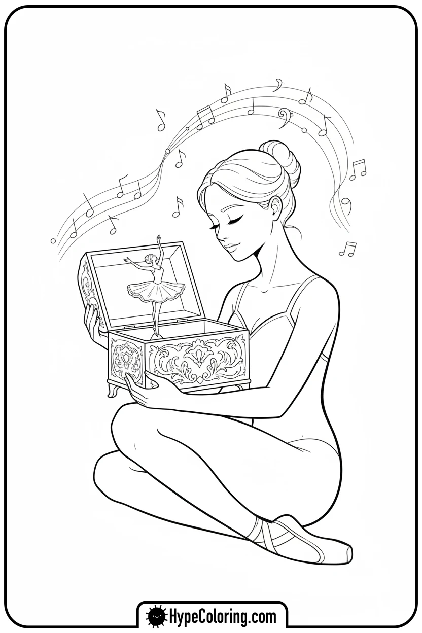 ballerina-with-music-box - ballerina coloring pages​