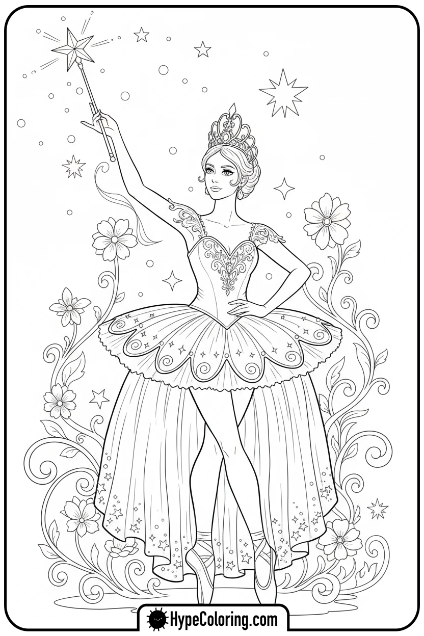 ballerina-as-fairy-queen - ballerina coloring pages​
