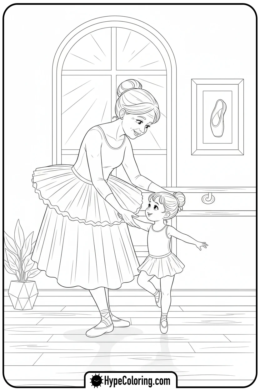 ballerina-teaching-child-ballet - ballerina coloring pages​