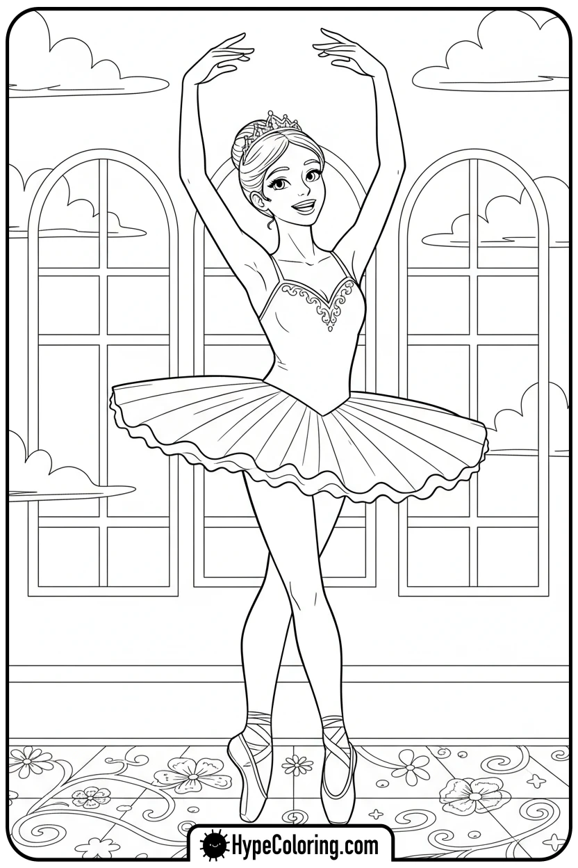joyful-ballerina-in-pli - ballerina coloring pages​