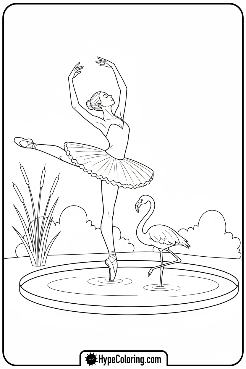 ballerina-balancing-like-flamingo - ballerina coloring pages​