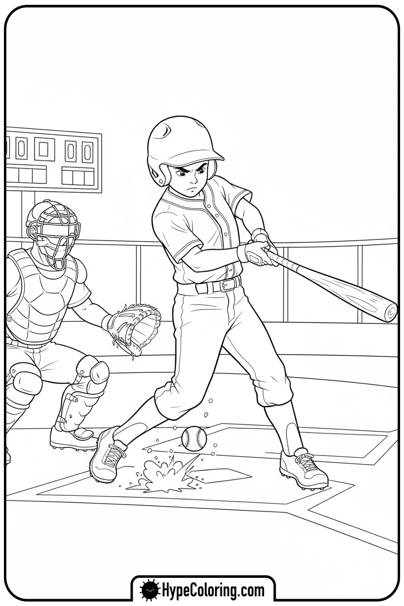 baseball-player-hitting-ball - baseball coloring pages