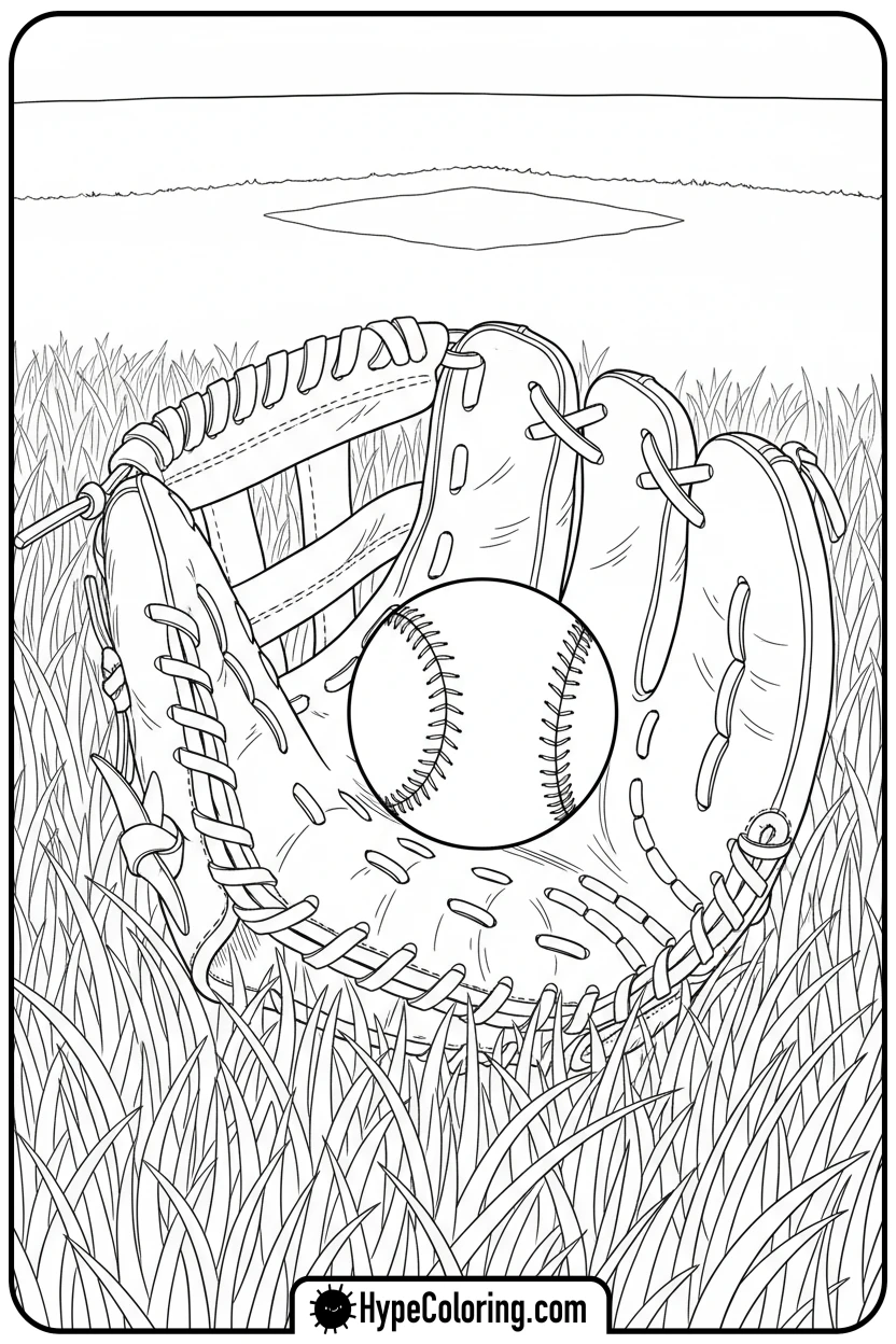 glove-and-baseball - baseball coloring pages