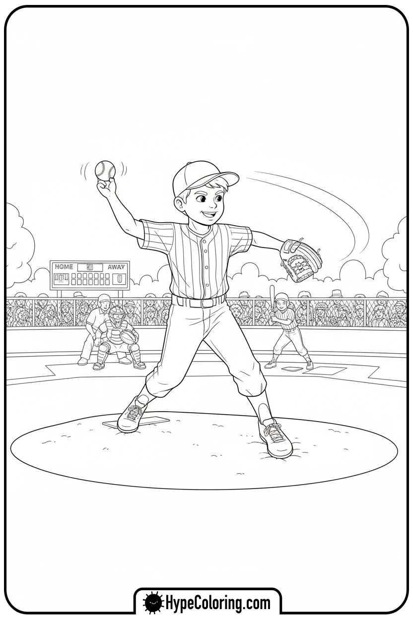 little-league-pitcher - baseball coloring pages