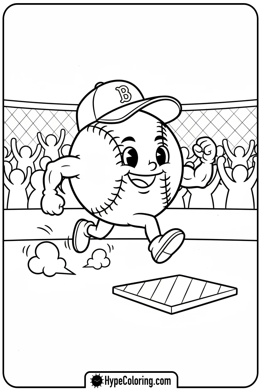 running-baseball-character - baseball coloring pages