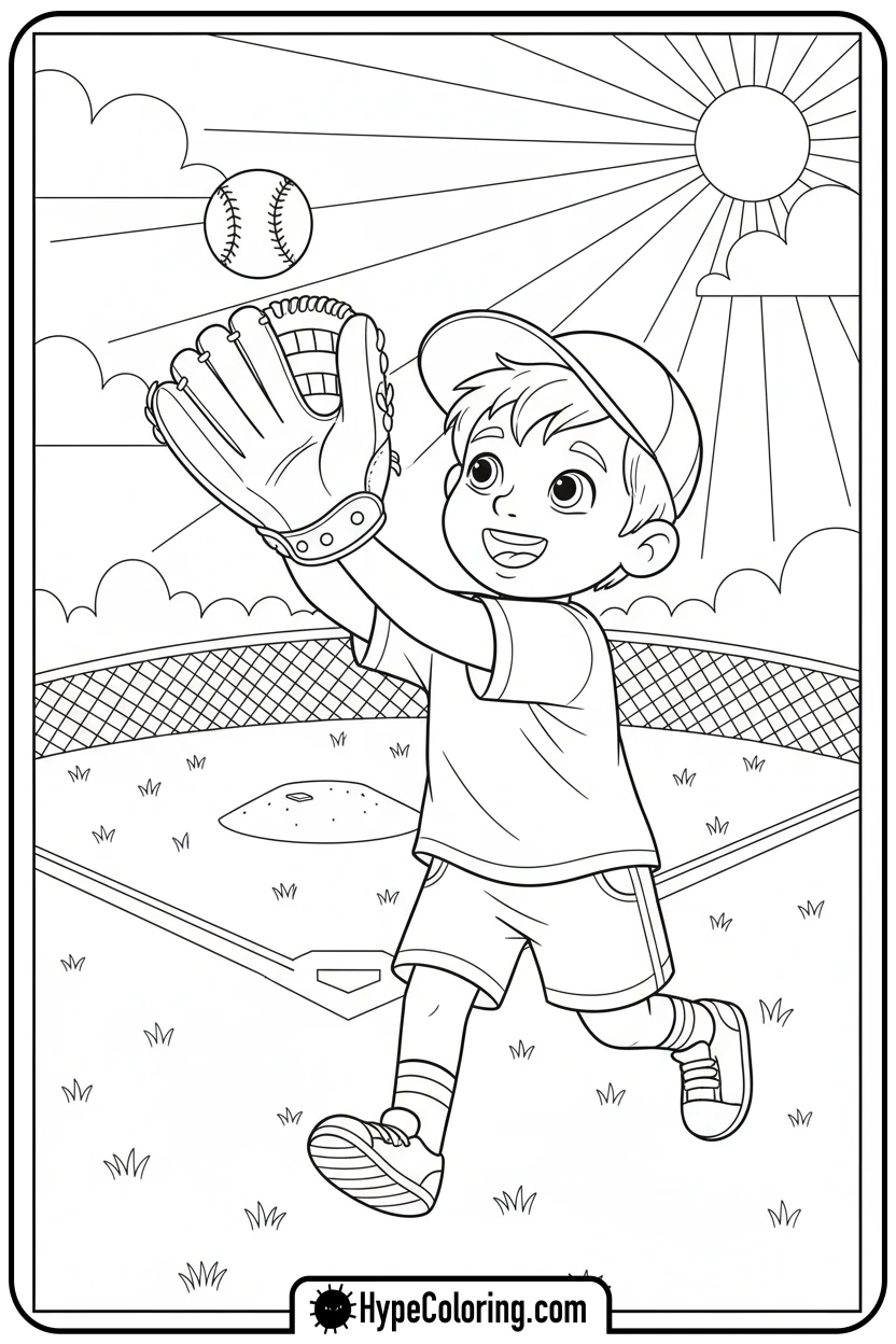 child-catching-baseball - baseball coloring pages