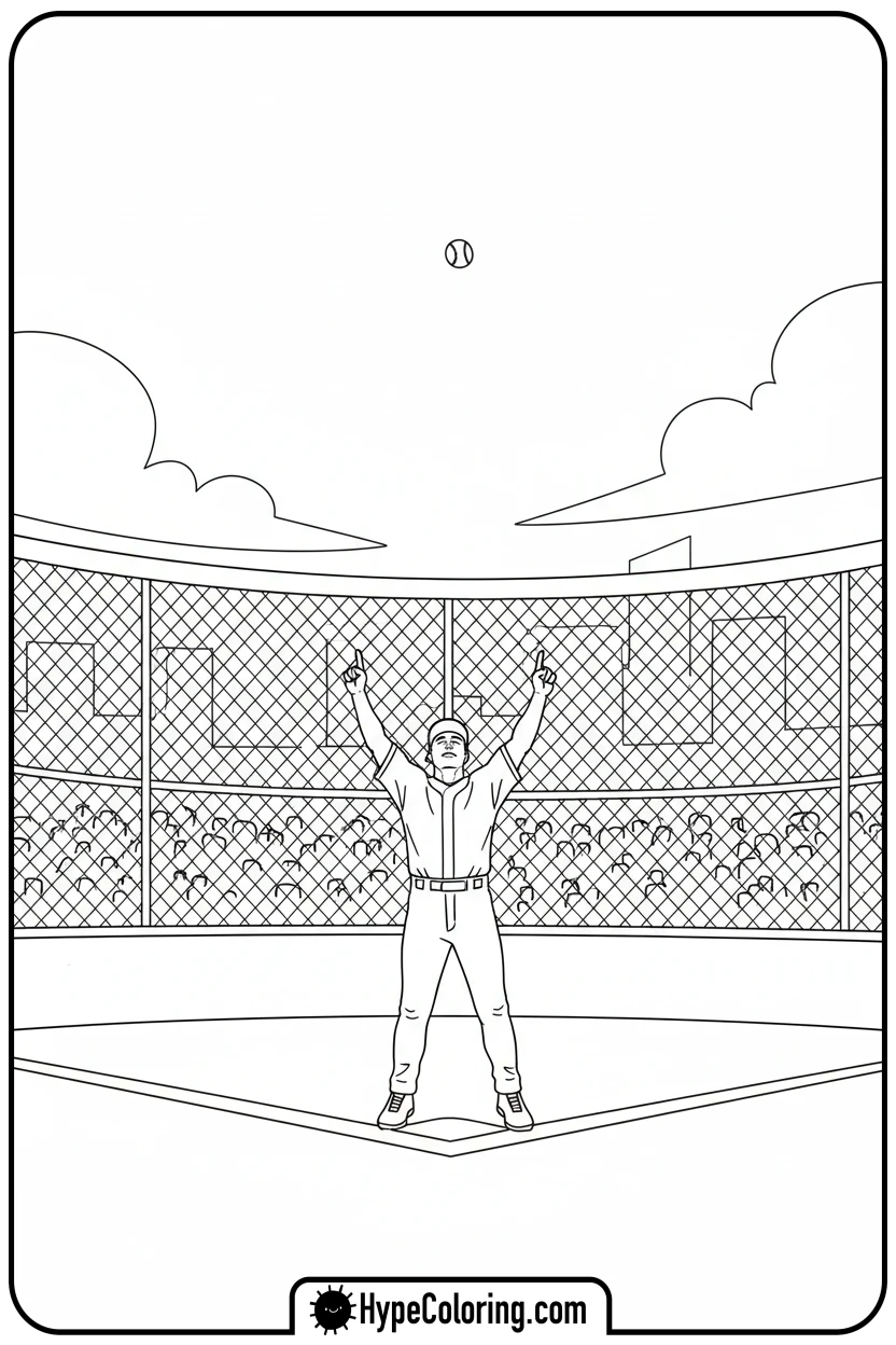 home-run-triumph - baseball coloring pages