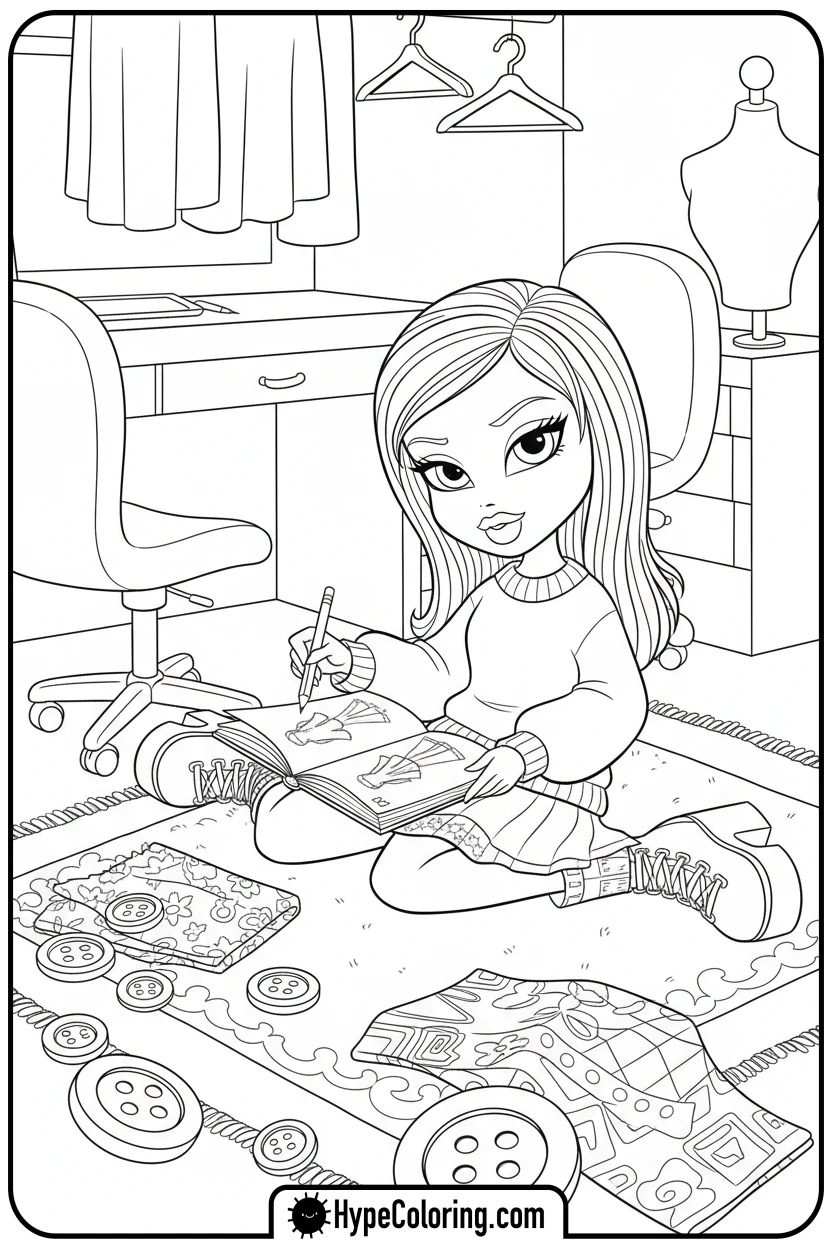 bratz-character-sketching-fashion-designs - bratz coloring pages